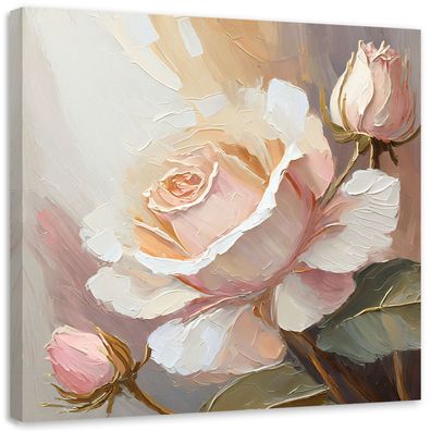 Leinwandbild, Handgemalte Rose