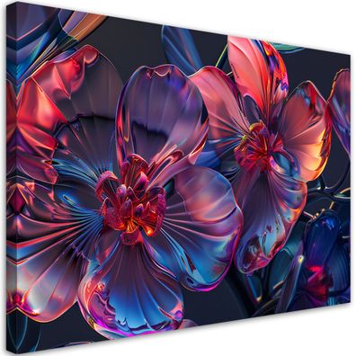 Leinwandbild, 3D Glas Makro Blumen