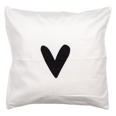 Clayre & Eef Kissenbezug 45x45 cm Weiß Polyester Herz (Gr. 45x45 cm)
