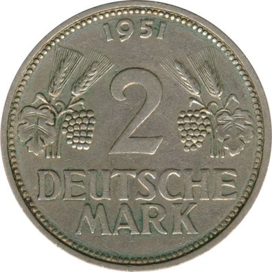 BRD 2 DM 1951 F Trauben und Ähren*