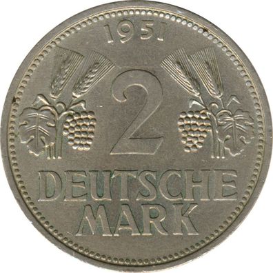 BRD 2 DM 1951 D Trauben und Ähren*