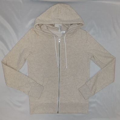 H&M Kapuzenjacke Sweatjacke Hoodie Gr. XS beige meliert NEU