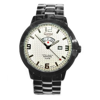 GARDE - UMR Ruhla Herrenuhr Armbanduhr 91199 Sport schwarz, GMT, 10ATM, Saphirglas