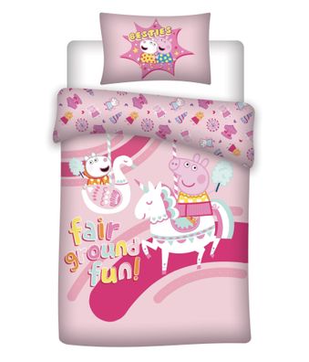 Peppa Pig Kinderbettwäsche – Bettbezug140x200 cm & Kissenbezug 65x65 cm für Kinder