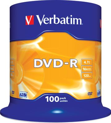 Verbatim DVD-R 4.7GB/120Min/16x Cakebox (100 Disc)