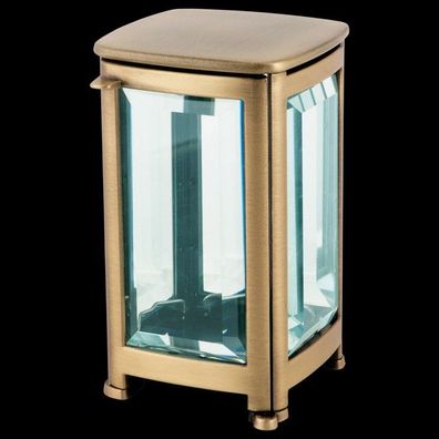 Kleinere Grablampe aus Messing massiv Grablaterne Grableuchte Grablicht