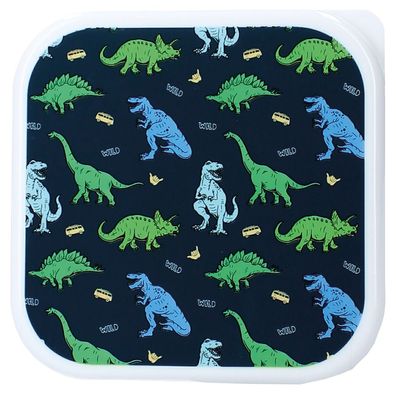 Prêt Snackbox Brotdose 3-in-1 – Dino Design, stapelbare Behälter für Kinder