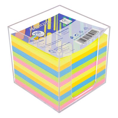 Zettelbox inkl. 750 Blatt farbiges Papier Memo-Würfel Notizzettel Notizwürfel