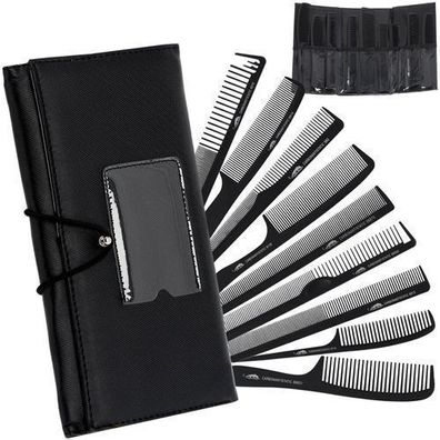 Set mit 9 Kämmen + Etui Friseurzubehör Friseur-Werkzeugkasten für Salon