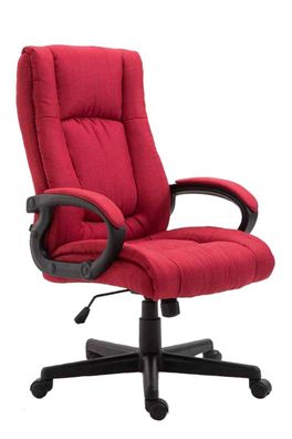 XL Chefsessel 140 kg belastbar Bürostuhl Stoffbezug rot Drehstuhl stabil NEU