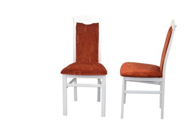 2er Set Stühle Velour-Stoff rot / Buche weiß Esszimmerstühle Stuhlset gemustert