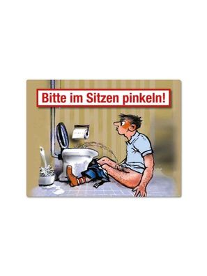 Bitte im Sitzen pinkeln!, Magnet, Blech 8 x 10,6 cm, MN038