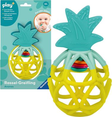 Ravensburger 4869 play+ Rassel-Greifling: Ananas, Zahnungshilfe, Spielzeug Babys