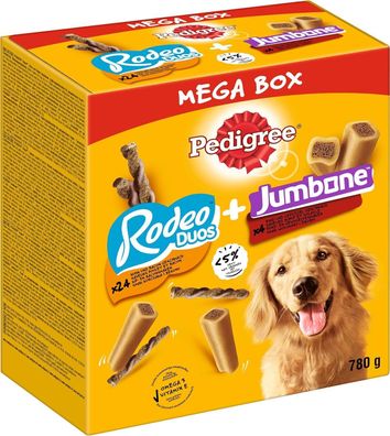 Pedigree Hundesnacks Mixpack mit Rodeo Duos Huhn & Bacon, Riesenknochen (780 g)