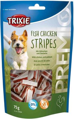 TRIXIE PREMIO Stripes, Héhnchen und Seelachs, 300 g, Hundesnacks, Leckerli