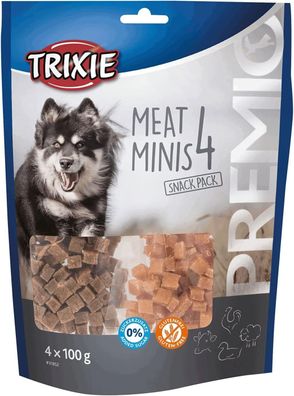 Trixie 31852 PREMIO 4 Meat Minis, Huhn/Ente/Rind/Lamm, 4 x 100 g - Leckerli