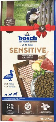 Bosch HPC Sensitive Ente & Kartoffel | Hunde-Trockenfutter - 1x 15 kg - Futter