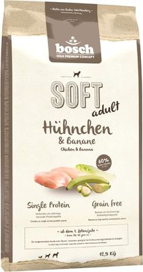 Bosch HPC SOFT Héhnchen & Banane | halbfeuchtes Hunde-Futter grain-free - 12,5kg