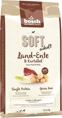 Bosch HPC SOFT Land-Ente & Kartoffel halbfeuchtes Hundefutter, grain-free 12,5kg