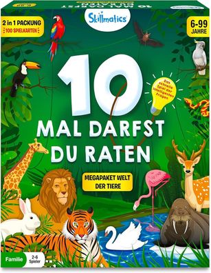 Skillmatics Kartenspiel -10 Mal darfst du raten, Welt der Tiere, Spiel Familie