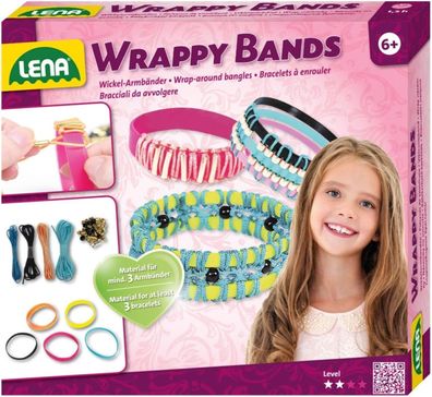 Lena 42652 - Bastelset Wrappy Bands, Komplettset 4 Farben & 48 Fädelperlen