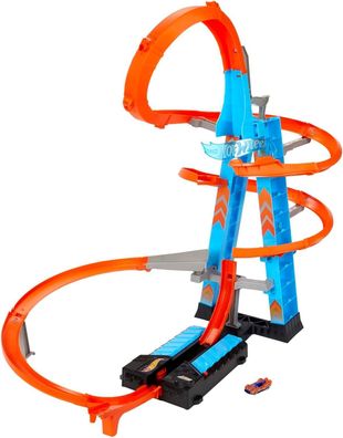 Hot Wheels GWT39 - Himmelscrash-Turm, 60cm hoch mit Beschleuniger & Loopings