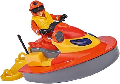 Simba 109251048 - Feuerwehrmann Sam Juno Jet Ski, mit Elvis Figur, Spielzeug