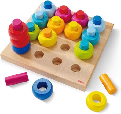 Haba 2202 - Steckspiel Farbkringel, buntes Sortier- und Motorik-Spielzeug, Babys