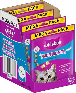 Whiskas Knuspertaschen Katzensnacks mit Lachsgeschmack 4x180g (4 Packungen) 720g