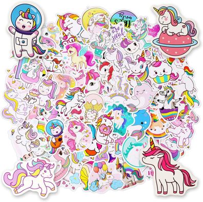 OSDUE Einhorn Sticker Set, 100 Stéck Wasserdicht Vinyl Stickers, Anime Sticker