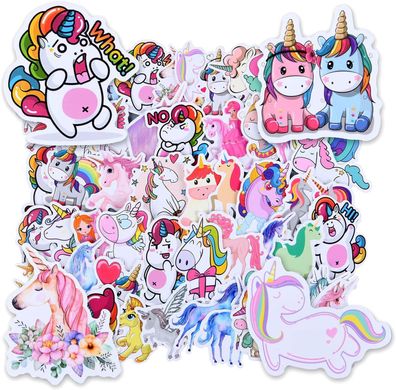 OSDUE Einhorn Sticker Set, 50 Stéck Wasserdicht Vinyl Stickers, Anime Sticker