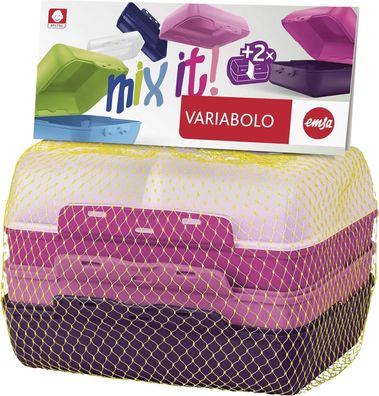 Emsa 517052 Variabolo 4-teiliges Frischhaltedosen Girls-Set, 16 x 11 x 7 cm