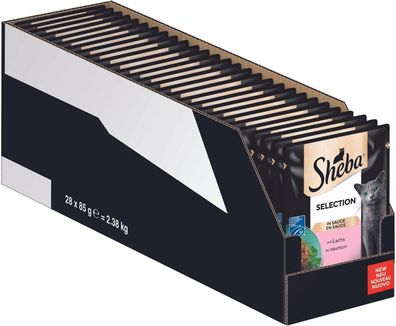 Sheba Sauce Collection Katzen Nassfutter im Portionsbeutel mit Lachs (28 x 85g)