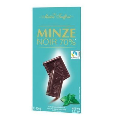 Maitre Truffout Zartbitterschokolade 70% mit Minzgeschmack 100 g