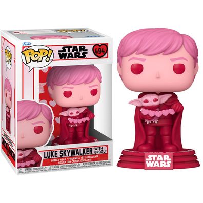 FUNKO POP! Star Wars Valentines Luke Skywalker With Grogu Bobble-Head NEU 494