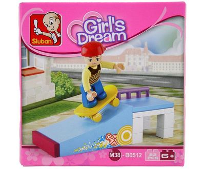 SLUBAN Bausteine Girls Dream Skater Junge mit Skaterbahn 23 Teile NEU B0512