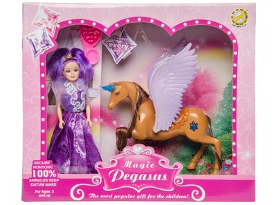Magie Pegasus Puppe + Zubehör Größe ca. 16 cm NEU