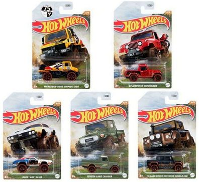 Hot Wheels Mud Runner 2022 1:64 Set 5 Modelautos NEU