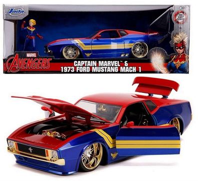 Jada Avengers Captain Marvel 1973 Ford Mustang Mach 1 - 1:24 ca. 20 cm NEU