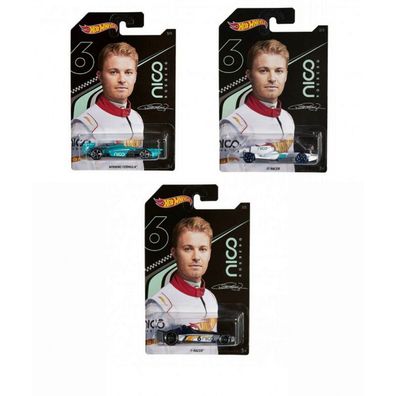 Mattel Hot Wheels Nico Rosberg 3er Set Cars Autos Rennwagen NEU
