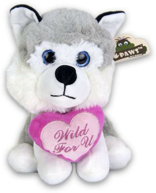 Paws Husky mit Herz Plüsch Tier Plüschfigur 21 cm Groß Sitzend NEU (Gr. 21 cm)