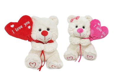 Bär mit Herz Ballon Plüsch Figuren Stofffiguren Super Soft 25 cm Groß