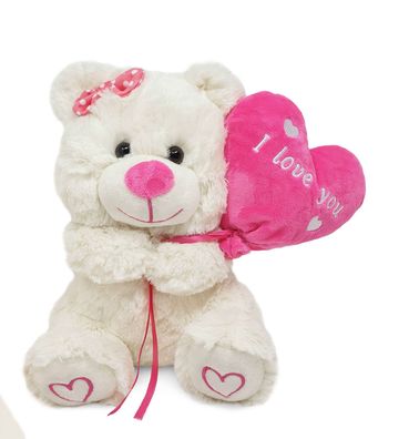 Bär mit Herz Plüsch Figuren Stofffiguren Kuscheltier Super Soft 25 cm Groß NEU