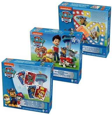 Paw Patrol Spiele Sammlung 3er Set Puzzle - Spielkarten - Popper Junior Spiel