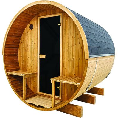 Hekla Outdoor Sauna Barrel M 210 x 240 x 225 cm FassSauna 4 Personen