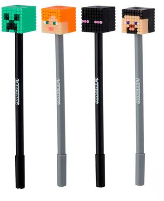 Minecraft 4er Set Kugelschreiber Kuli - Feine Spitze - 18,5 cm Länge