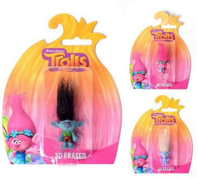 Trolls 3D Radiergummi 3 er Set ca. 10 cm Poppy - Branch - Diamond Groß NEU