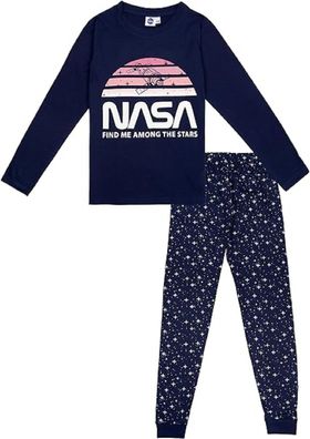 NASA Kinder Pyjama aus Baumwolle – Schlafanzug für Mädchen mit Langarm Shirt & Hose