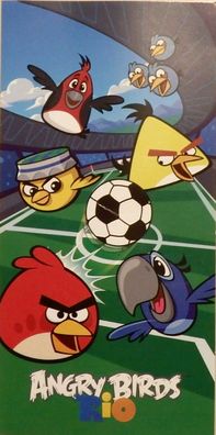 ANGRY BIRDS RIO Strandtuch Badetuch Saunatuch 70 cm x 140 cm Model Fußball NEU