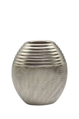 Gilde Vase oval "Trace" silber matt/glänzend L= 9,5 cm B= 18,0 cm H= 19,0 cm 47063